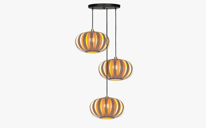 Urchin Pendant Small - Trio Cluster - oak wood