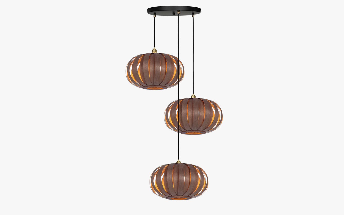 Urchin Pendant Small - Trio Cluster - oak wood