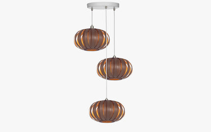 Urchin Pendant Small - Trio Cluster - oak wood