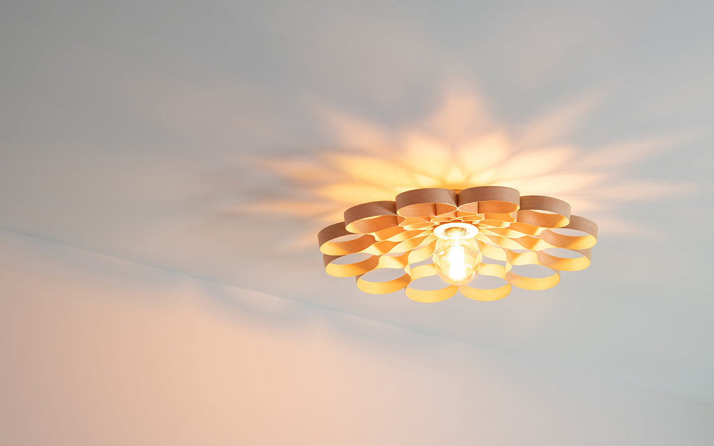 Arame Small Flush Ceiling Light - walnut wood