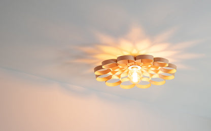 Arame Small Flush Ceiling Light - walnut wood