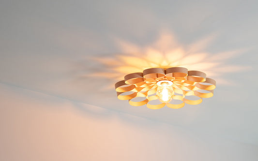 Arame Small Flush Ceiling Light - walnut wood