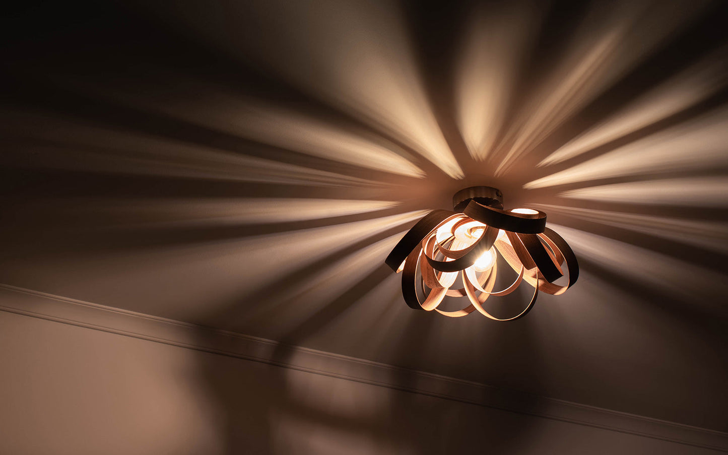 Skipper Small Flush Ceiling Light - oak wood