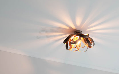 Skipper Small Flush Ceiling Light - oak wood